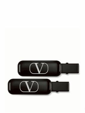 NEW Valentino Black Logo Hair Clip Set VLogo Beauty